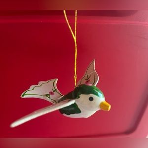 Multi color Faux wood bird ornament 2.5" long